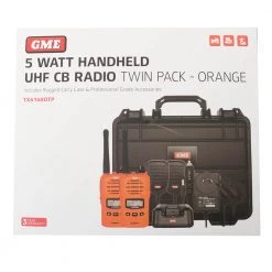 GME TX6160OTP UHF CB Handheld Radio 5/1W Twin Pack Blaze Orange